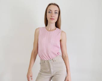 Pretty Pale Pink Textured Satin 90s Tank