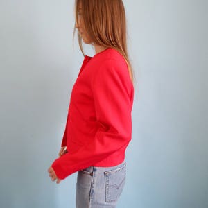 Bright Red SILK Blend Blazer with Golden Buttons image 4