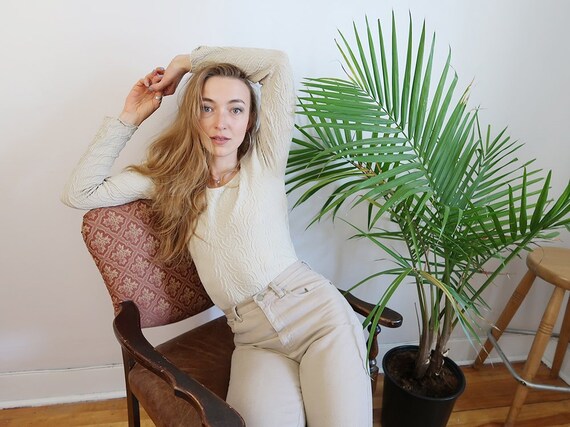 Beige 90s Grunge Top, 90s Grunge Clothing, Minimal