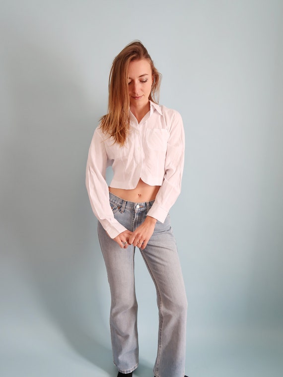 Amazing Cropped White Cotton Blouse