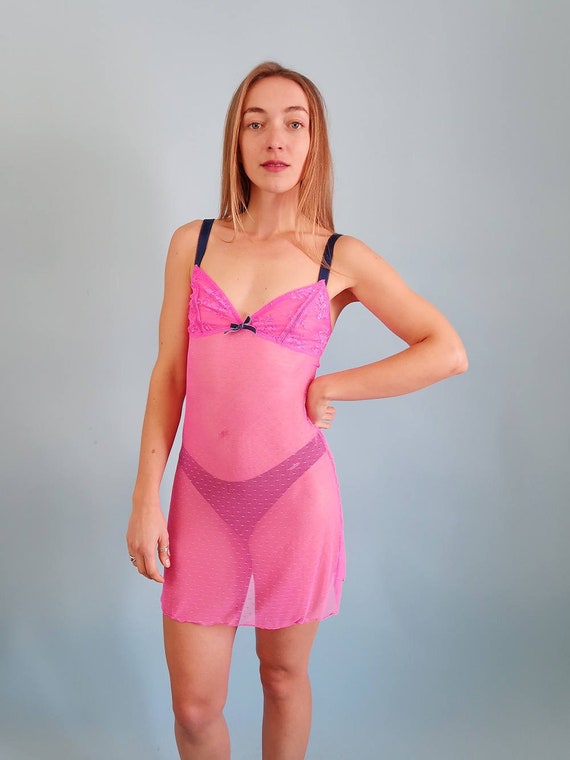 Sexy Pink See Through Lingerie Dress Erotic Lingerie 90s Slip Dress Etsy UK