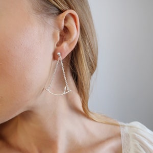 Silver Branch Chandelier Earrings, Twig Earrings, Twig Jewelry, Delicate Chain Earrings image 6