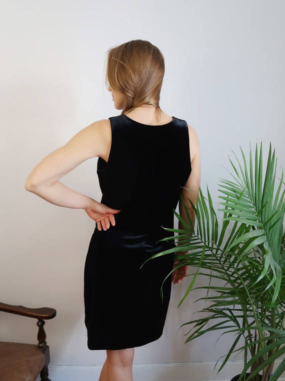 Stunning Velvet Black 90s Dress, Vintage Cocktail… - image 6