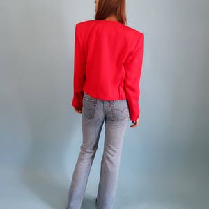 Bright Red SILK Blend Blazer with Golden Buttons image 5