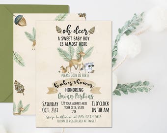 woodland baby shower invitation woodland animal baby shower etsy