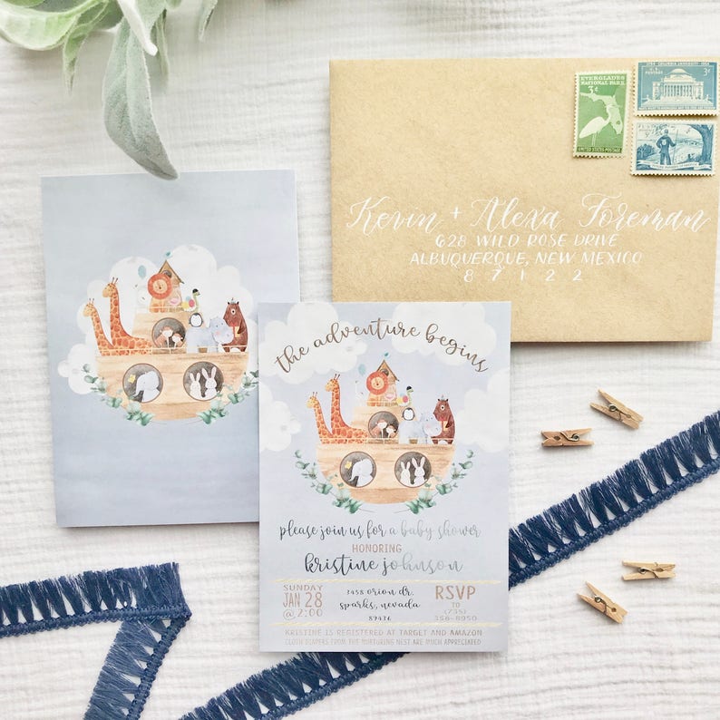 Noah S Ark Baby Shower Invitation Noah S Ark Shower Etsy Noah S Ark Baby Shower Invitation Noah S Ark Shower Etsy