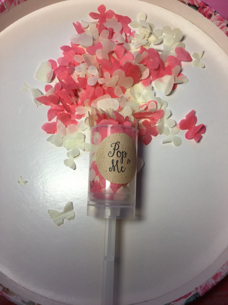 Push Pop Biodegradable Confetti Pink /& White Hearts Vintage Handemade slow fall