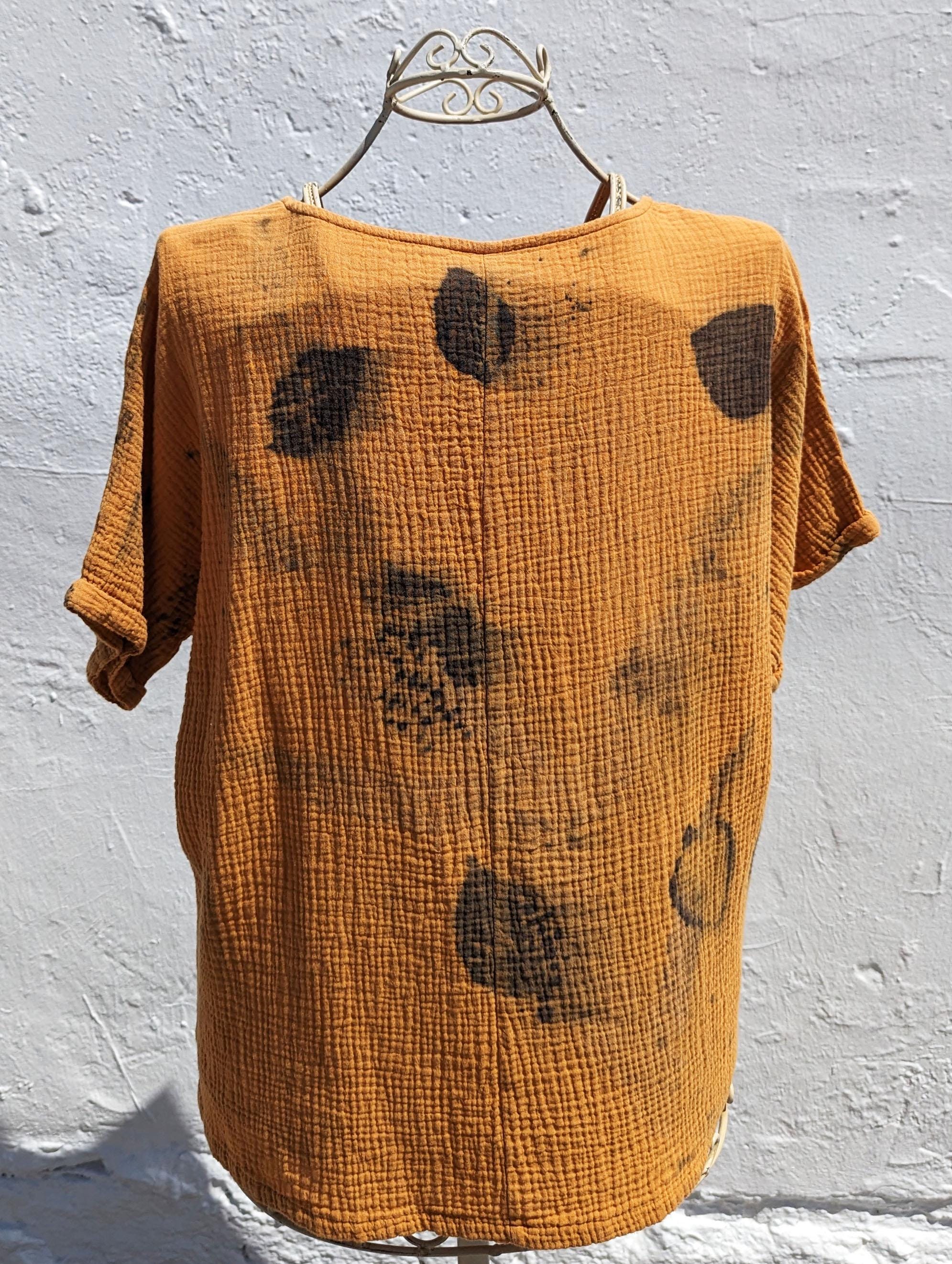 Natural Ecoprint Upcycled Gauzy Coverup One of a Kind Hand Dyed With ...