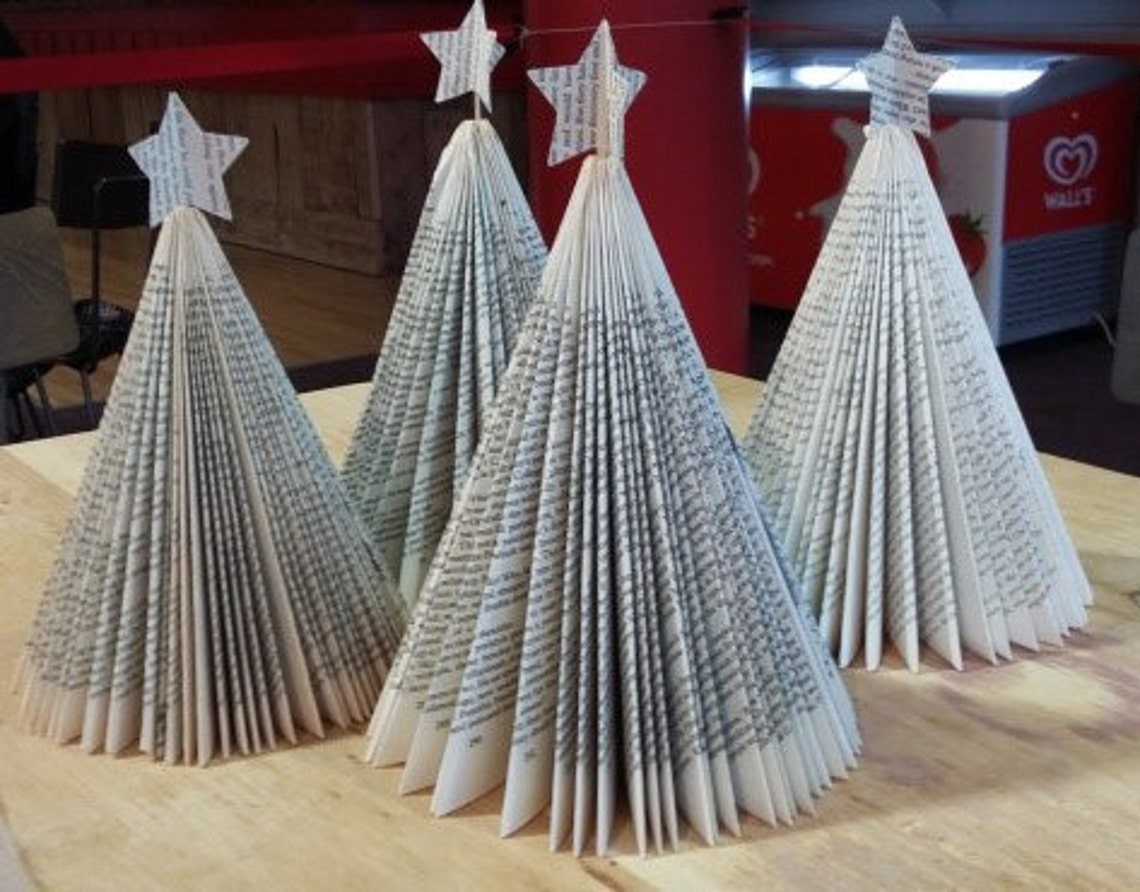 Recycled Book Christmas Tree Decoration Centrepiece Craft Etsy