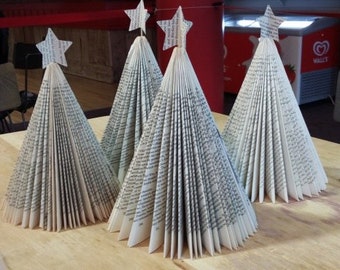 Recycled Book Christmas Tree Decoration Centrepiece