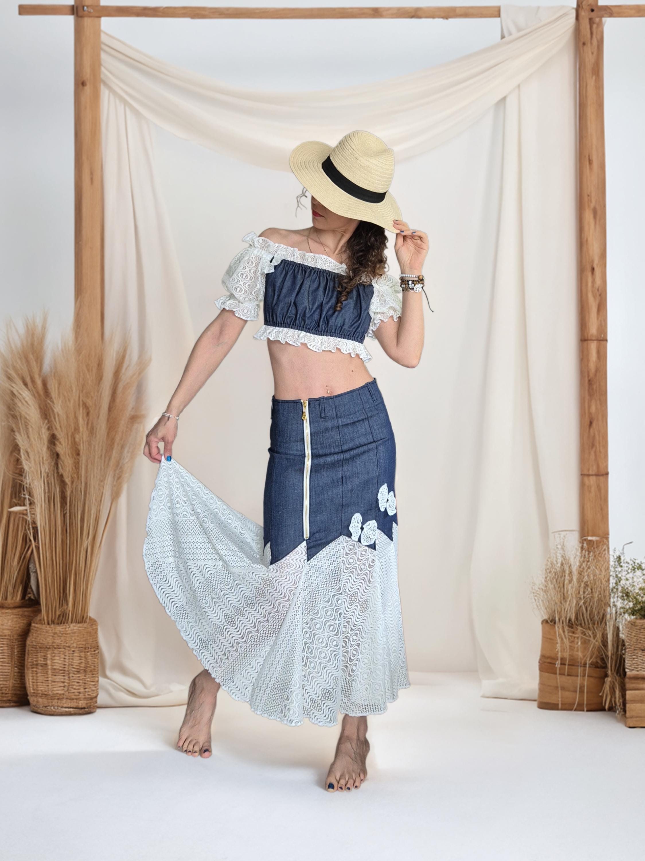 Longue Jupe Blanche Boheme - Éternel Vintage