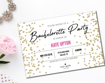 Bachelorette Invitation, Pink and Gold Bachelorette, Black and Gold Bachelorette, Bachelorette, Glitter Invitation
