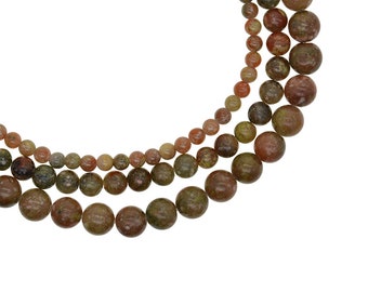 Khaki Green and Brown Round Beads 14.5 Strand Limited Supply! African Green Autumn Jasper 46 Beads 8mm Round Matte Jasper