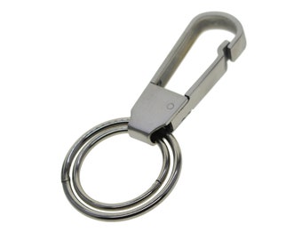 GIOIABEADS Solid 304 Stainless Steel Easy Open Spring Snap Hook Luxury Business Keychains Twist Lock Keyring Fob Leathercraft Gift House Warming