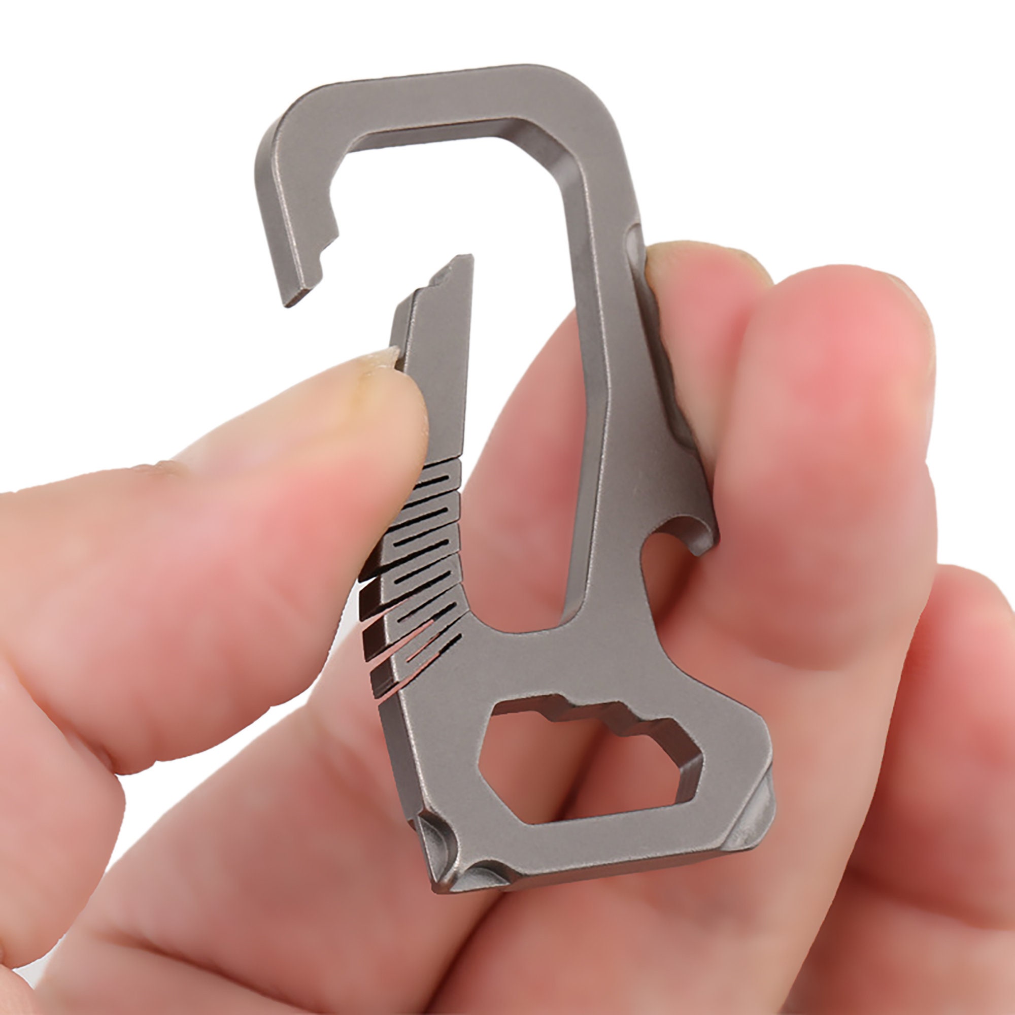 Valtcan Titanium Carabiner Multi Tool Key Chain Holder Glossy Stonewash