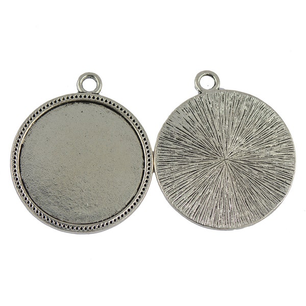 EXTRA LARGE 38mm/1.5inch Blank Round Bezel Tray Base for Cabochon Necklace Charms Pendant Retro bronze Tibetan Silver DIY necklace