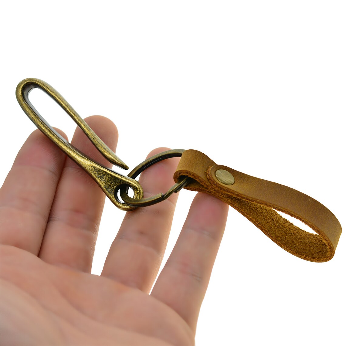 Antique bronze Japanese Fish hook U hook with cow leather Etsy