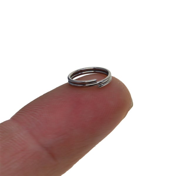 7mm  8mm 10mm Wholesale tiny small  304 stainless steel Round circle Split  Rings  Keychain jewelry  DIY making supplies