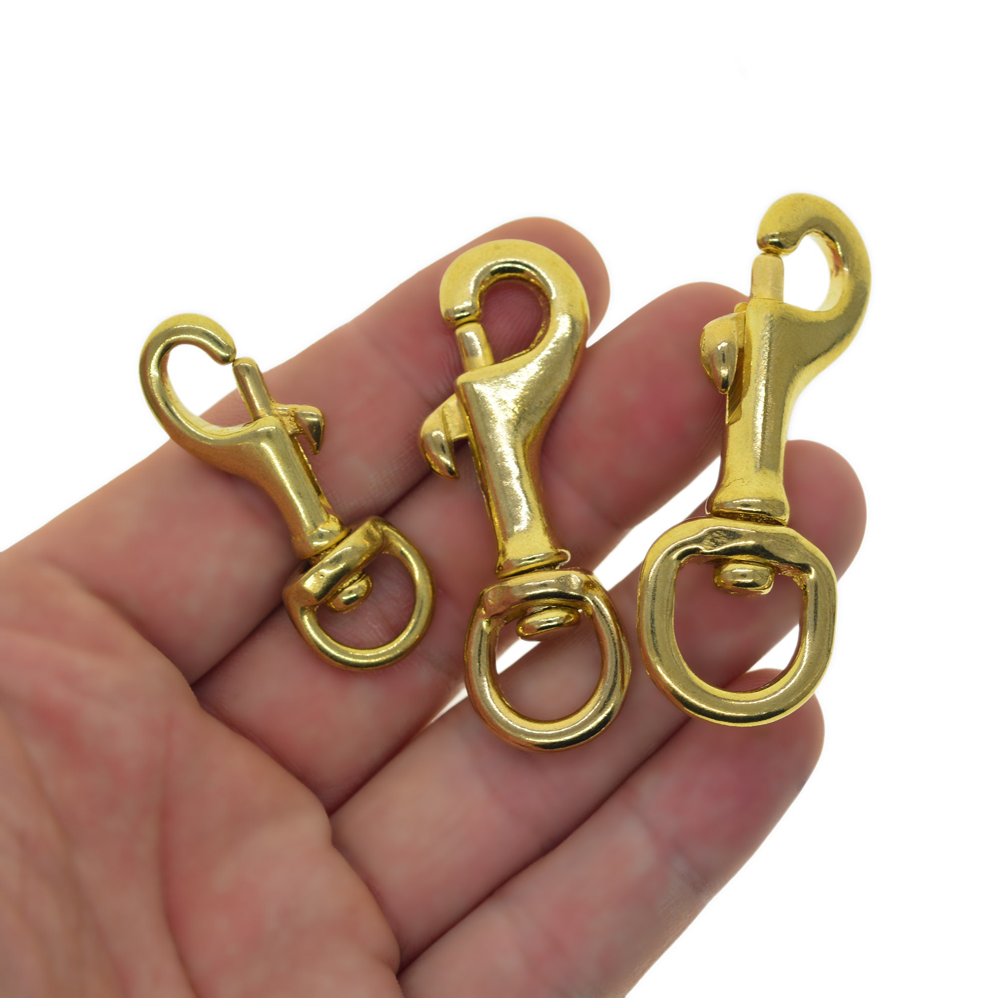 Mini Small Solid Brass Swivel Trigger Spring Snap Hooks Keychain
