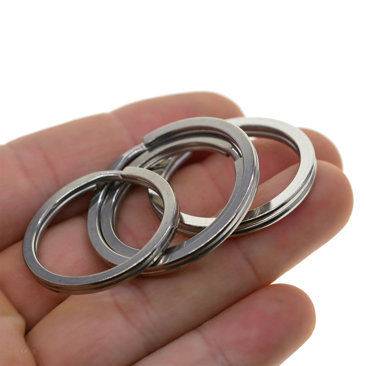 Split ring for keys, gilded stainless steel, 32x3mm, 1pc.