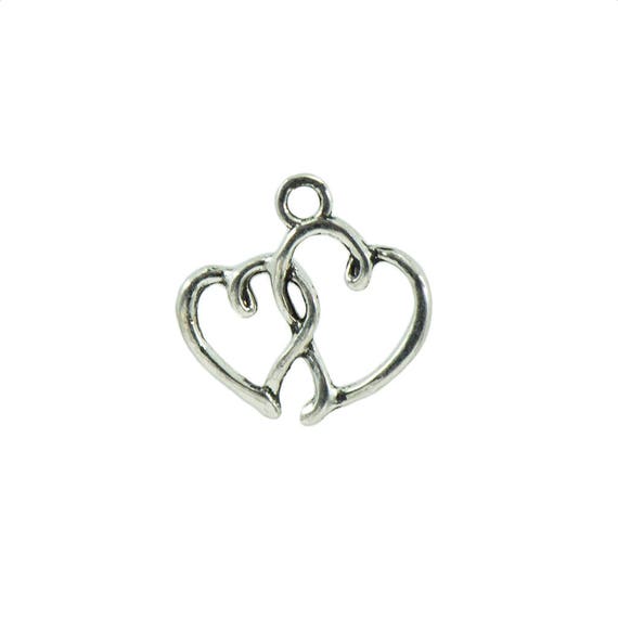 100x Alloy European Bead Heart Love DIY Jewelry Crafts Valentine Bracelet Charms