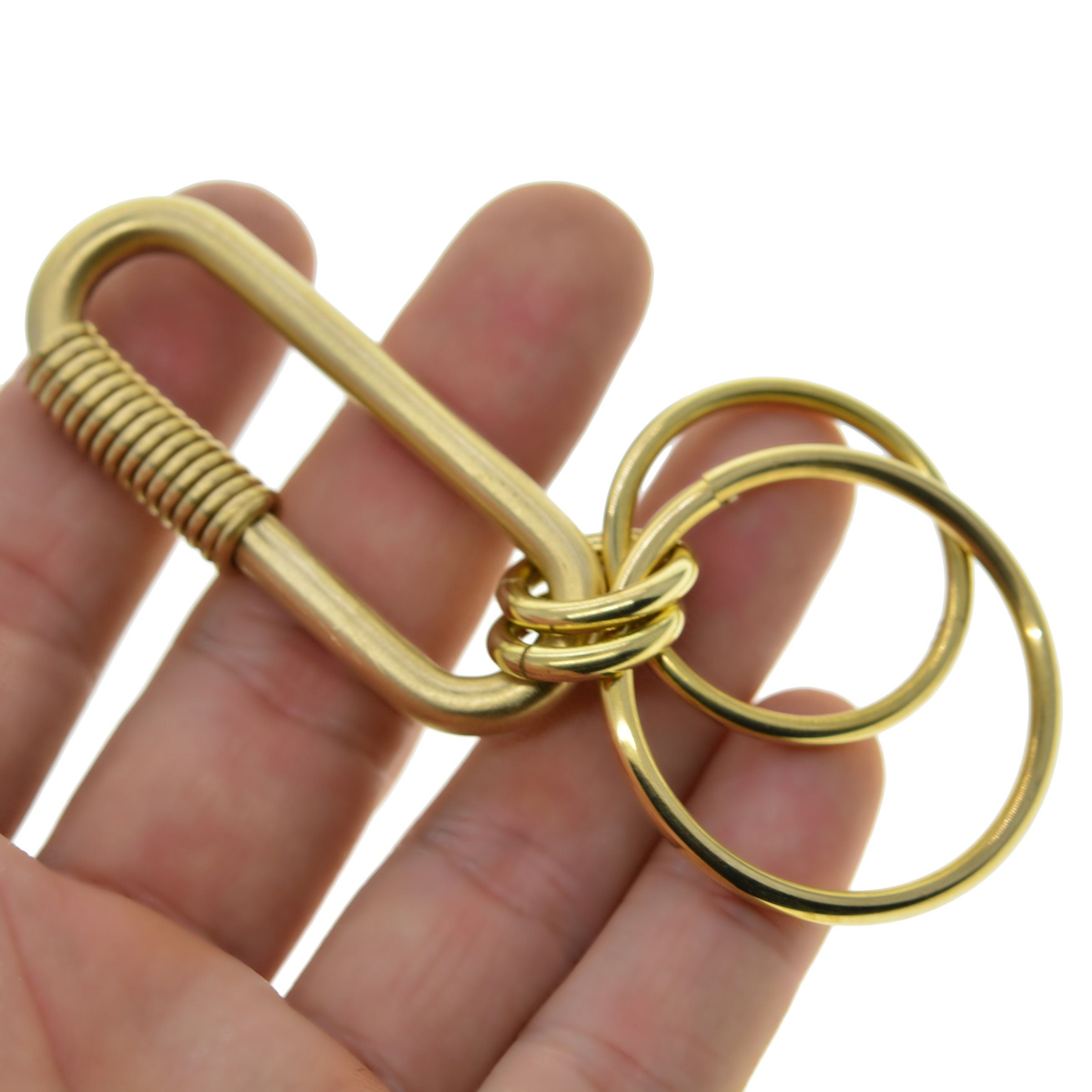 Fine Solid Adjustable Raw Brass Round Creative Horseshoe Screwball Lock Key  Chain Ring Easy-open Key Holder EDC DIY Making Supplies 