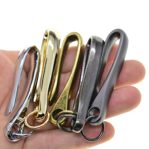 assorted  colors hand polished Fine Solid alloy metal Creative Japanese fish U hook Keychain key Ring Holder EDC DIY making supplies