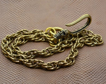 Retro Collectable Skull brass Punk Snake Fob Pants wallet Chain hooks Keychain 