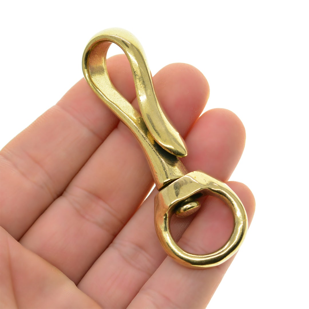 Simple Smooth Solid Retro Brass Swivel Japanese Fish Hook Clasp Keychain  Keyring Leather Craft DIY Jean Wallet Chain FOB 