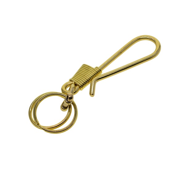 GIOIABEADS Fine Handmade Biker Wired Brass Japanese Fish U Hook Belt Clip Keychain Shackle Jean Chains with 2 32mm Split Keyring