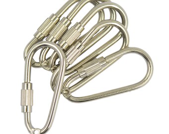 6pcs Mini Titanium Locking Carabiner,small Lightweight Sturdy D-ring Keychain  Clip For Indoor Outdo