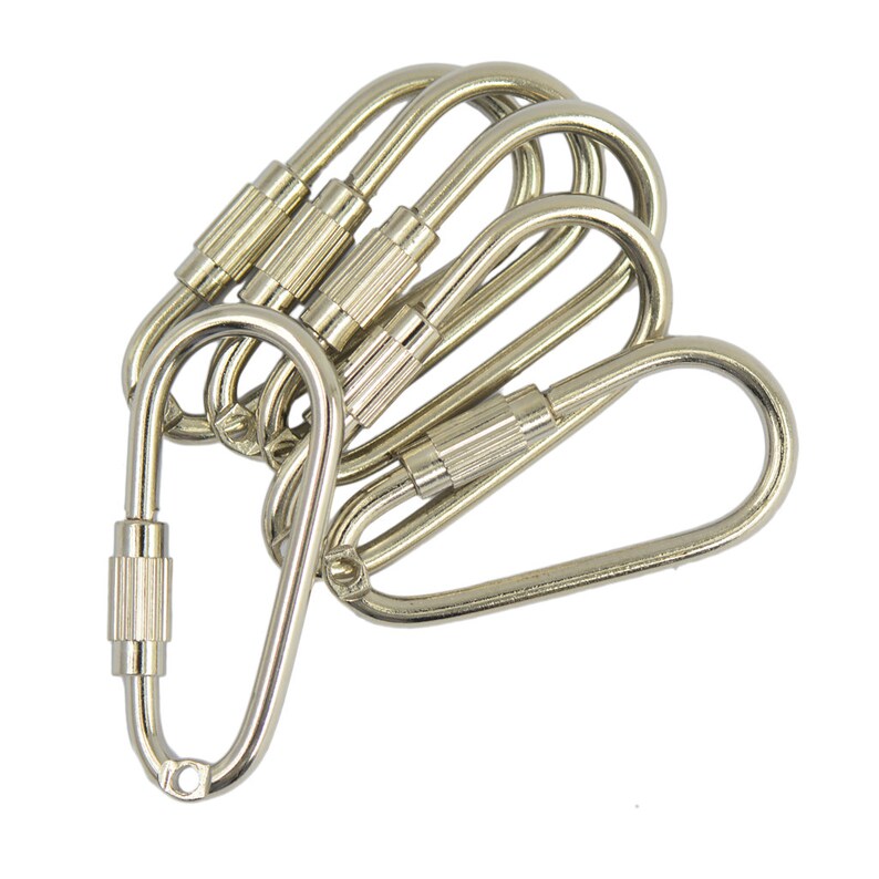 6 Pcs Steel Pearl Screw Locking Carabiner Key Ring Clasp Etsy