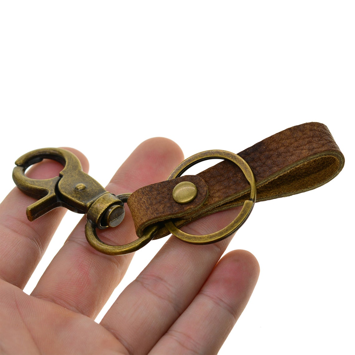 Genuine Cow Leather Keychain Split Flat Ring Keychains Etsy UK