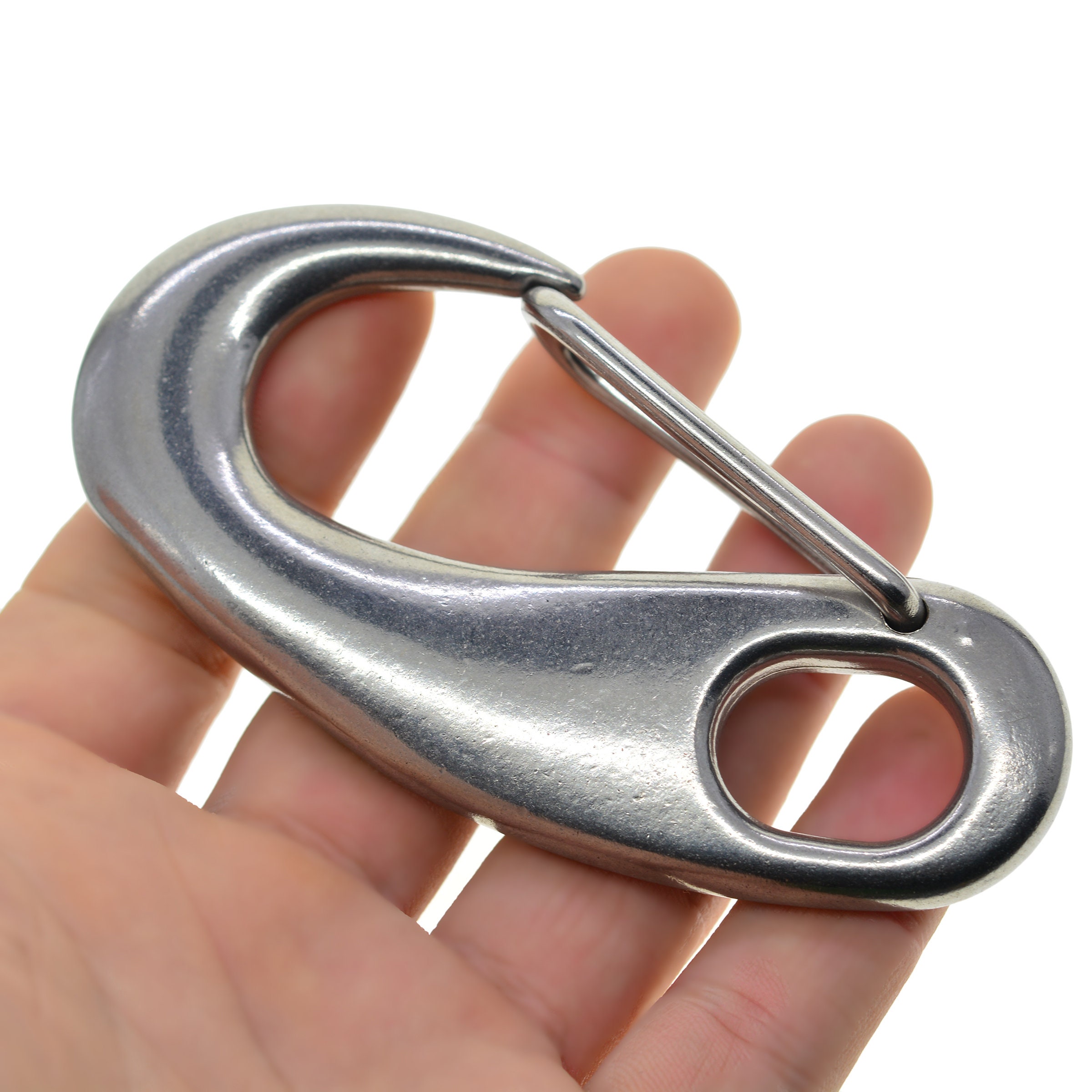 Carabiner D Ring Clips Spring Snap Hook Heavy Duty Stainless Steel Boat  Sail Tug 