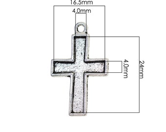 30mm Blank cross Bezel Tray Base  Cabochon  Pendant   Tibetan Silver DIY necklace pendant GLUE Nail project