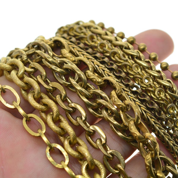 1 meter assorted styles brass basket wheat chain chainmaille snake basket chain and jump rings  for DIY necklace jean wallet keychain FOB