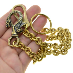 Unique Brass wonder fire and blood Drogon Carved Cross link  chain Spring snap hook connector gift wallet chain jean chain keychains FOB