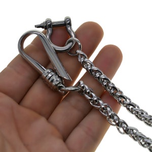 customize Stainless steel wheat wallet jean trousers biker chains snake chain D shackle connector  simple U 6mm wire hook fishhook connector