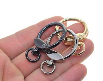 fashion fine metal alloy circle round snap Hook clasp with Swivel connectors purses keychains Necklace DIY Silver black and gold