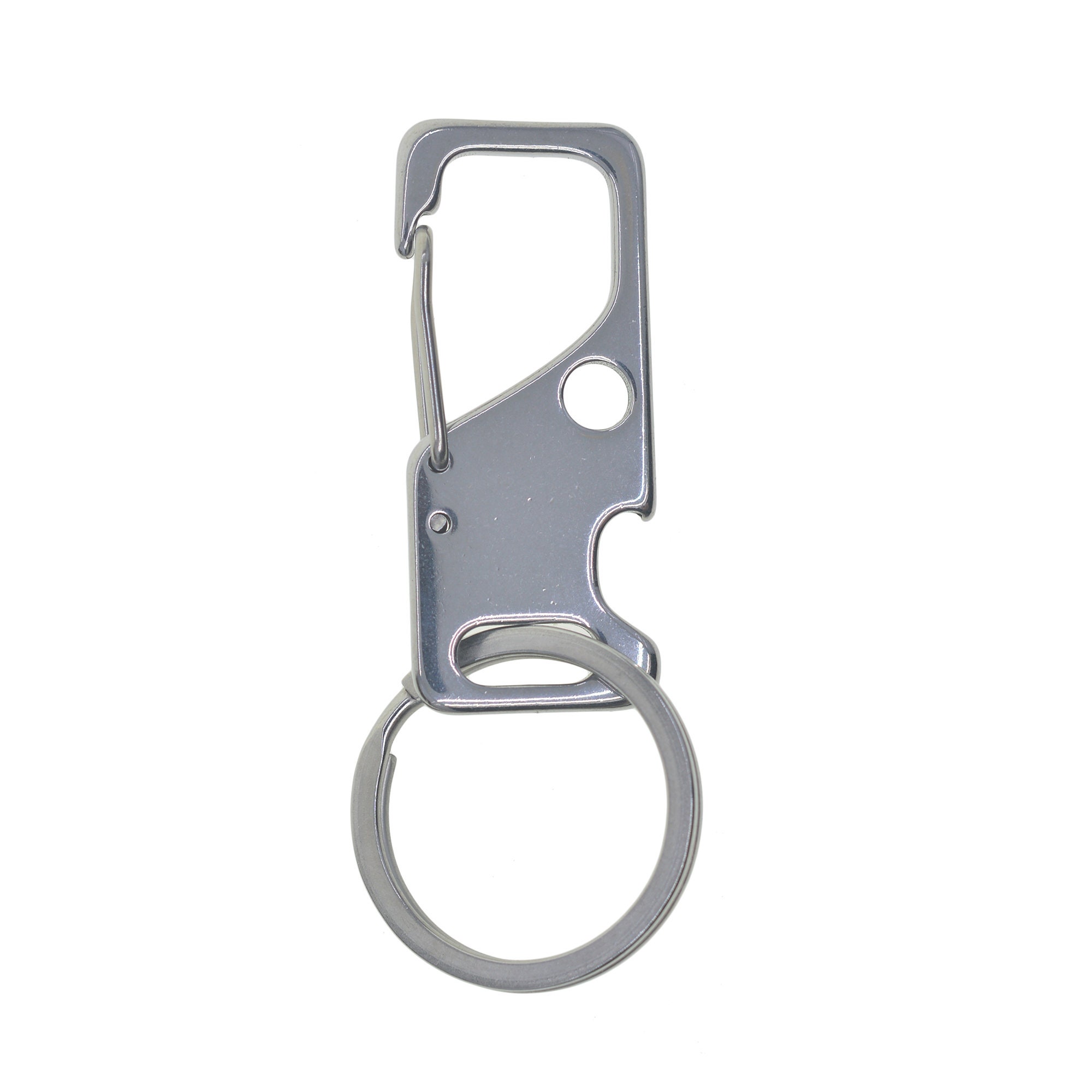 polished 2 inch solid stainless steel rectangle spring snap hook quick  release keychain carabiner bear opener diving biker EDC Tool DIY