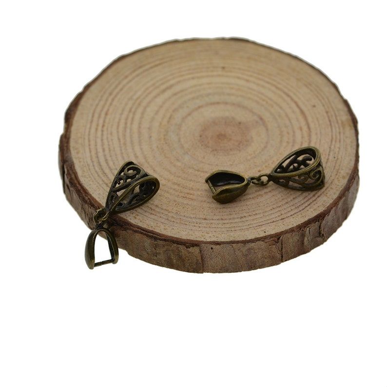 Handmade Fine Solid Brass Pendant Pinch Bails Filigree Flower Etsy