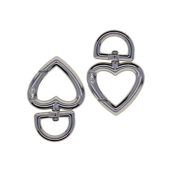 fashion fine heart snap Hook clasp with Swivel connectors purses keychains Necklace DIY Silver