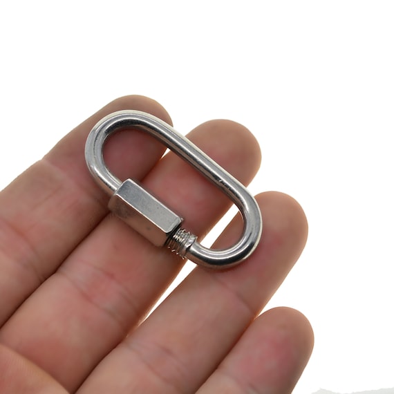 large & small STAINLESS STEEL Screw Lock CARABINER CLIPS ~ HEAVY DUTY Snap  Hooks