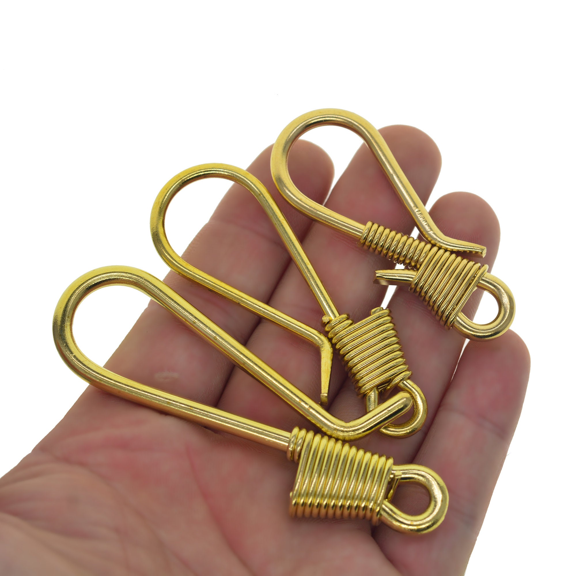 3 Sizes Handmade Biker Brass Wire Wrapped Japanese Fish U Hook Fishook  Daddy Belt Clip Keychain Jean Chains EDC Hooks, Brass S Hooks 
