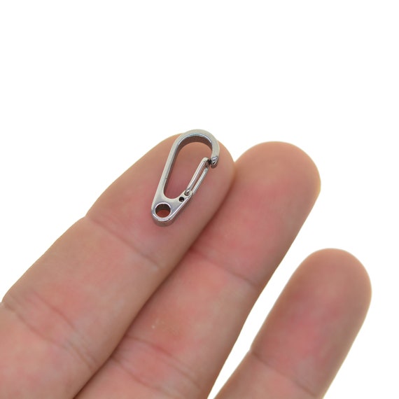 0.8 Inch Small Mini Tiny Super Strong Fine Solid Stainless Steel Spring  Drop Snap Hook Quick Release Carabiner Paracord Clasp EDC DIY 