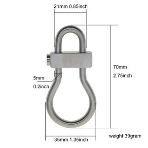 Heavy duty Solid stainless steel bulb click Locking snap Carabiner Key ring Clasp Safety Hook Tool Keychain DIY FOB EDC image 5