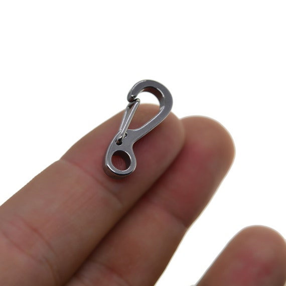 1 Inch Small Mini Tiny Super Strong Fine Ti Solid Stainless Steel Spring Snap  Hook Quick Release Carabiner Paracord Clasp Diving EDC DIY 