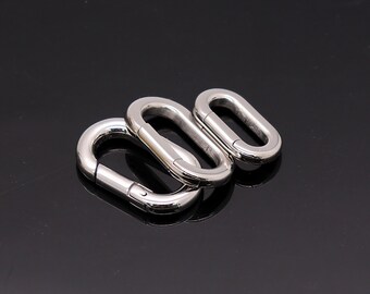 18mm 22mm and  23mm mirror polished Korea mini small Solid stainless steel  spring load Snap Clip oval Hook carabiner Buckle DIY jewelry