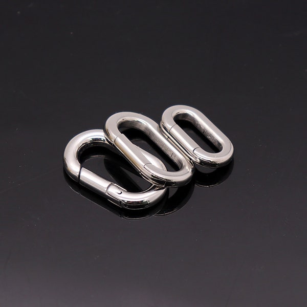 18mm 22mm und 23mm spiegelpoliert Korea mini small Massiver Edelstahl Federspeicher Snap Clip oval Haken Karabiner Schnalle DIY Schmuck