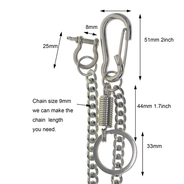 custom punk heavy duty trousers jean Cuban link chain strong spring quick release carabiner keyrings shackle gift for friend family